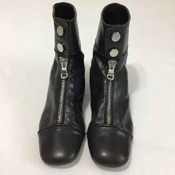 Zara Woman Black Studio Flat Ankle Zip Boots Size 39 - Picture 2 of 10